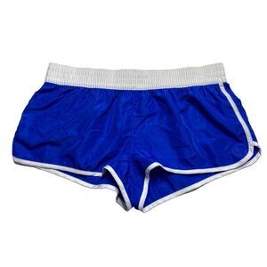 OP Ocean Pacific Booty Shorts Blue White Star Perforations Sz L (11-13)